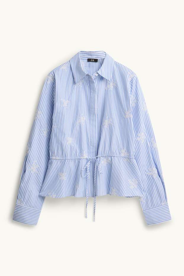 Damen - Bluse - gestreift - blau