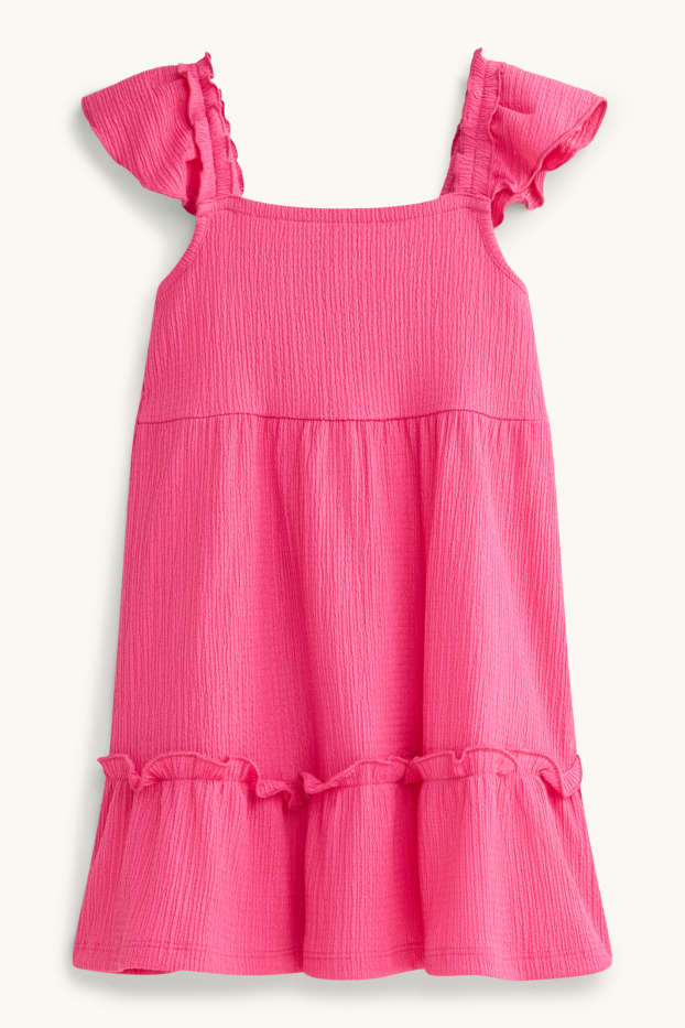 Kinder Mädchen - Kleid - strukturiert - pink
