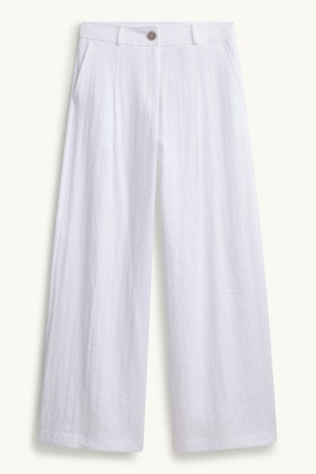 Dames - Pantalon - high waist - wide leg - wit