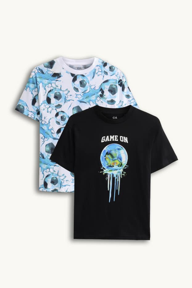 Děti - chlapci - Multipack 2 ks - fotbal - tričko s krátkým rukávem - černá