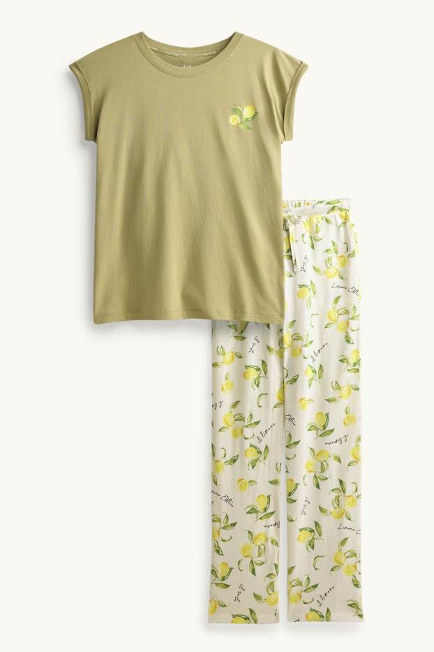 Dámské - Pyžamo - se vzorem - žlutá