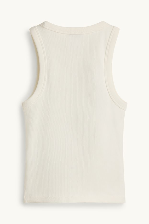 Dames - Top - geribd - wit