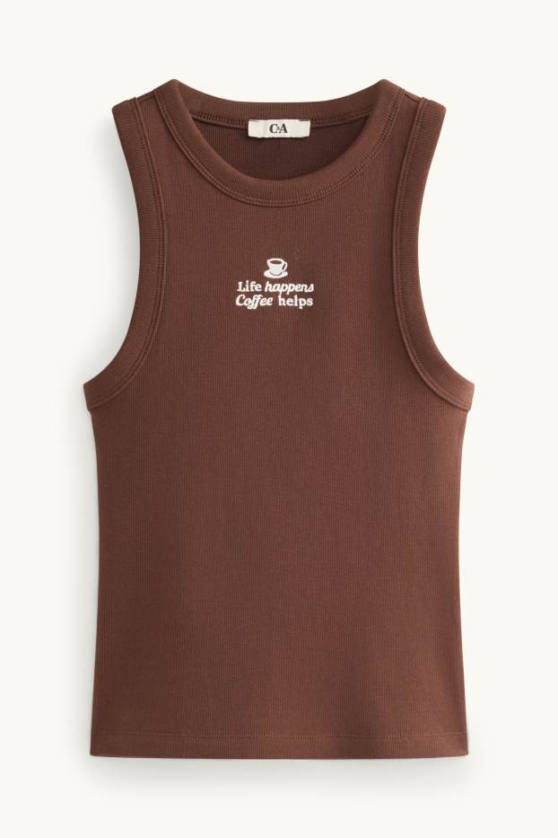 Damen - Top - gerippt - braun