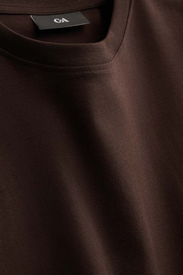 Heren - T-shirt - regular fit - donkerbruin