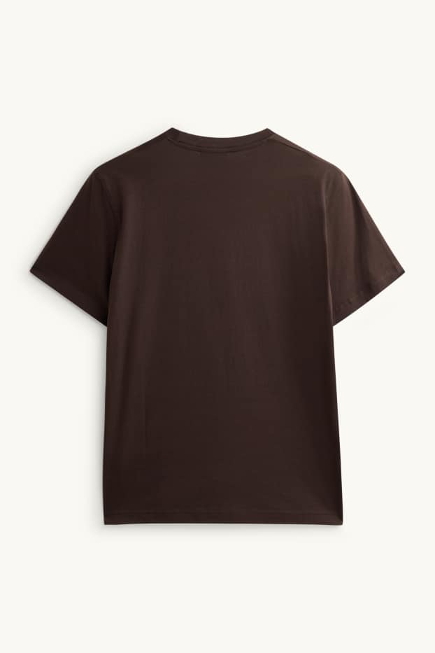 Heren - T-shirt - regular fit - donkerbruin