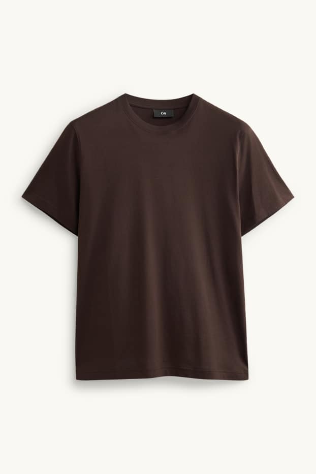 Heren - T-shirt - regular fit - donkerbruin