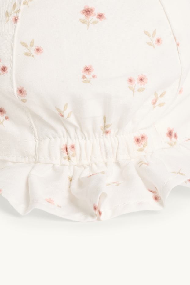 Bébés filles - Petites fleurs - bob bébé - blanc