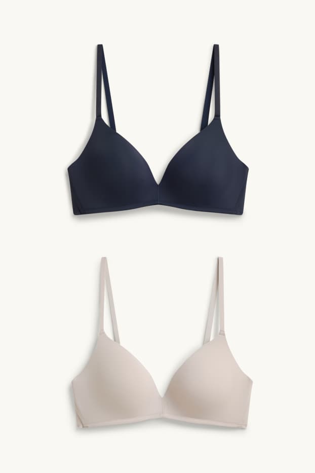 Women - Multipack of 2 - non-wired bra - padded - beige