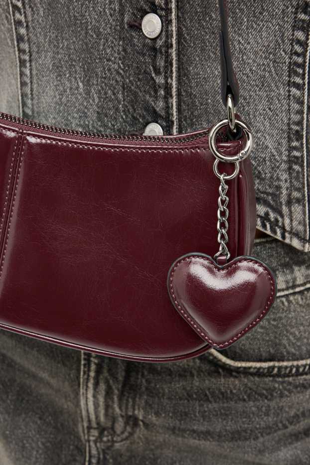 Damen - Schultertasche - Lederimitat - dunkelrot