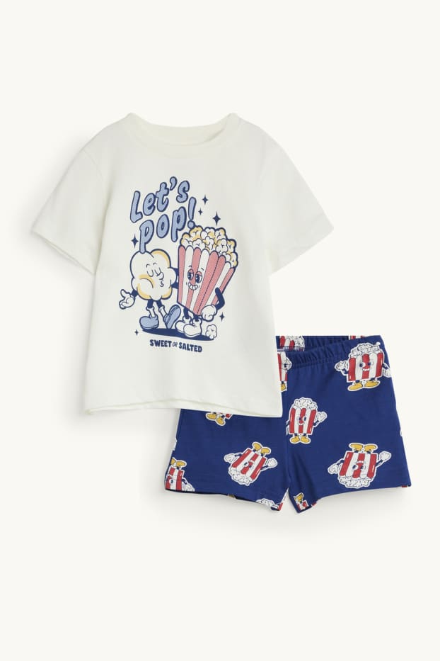 Kinder Buben - Popcorn - Shorty-Pyjama - 2 teilig - grün