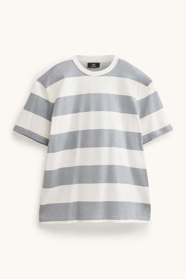 Herren - T-Shirt - Relaxed Fit - gestreift - weiss / blau