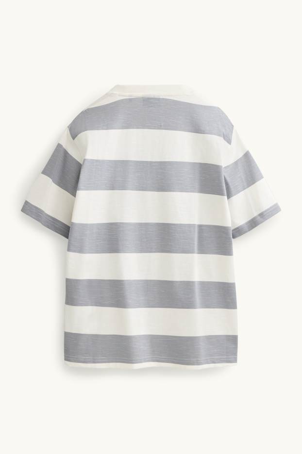 Herren - T-Shirt - Relaxed Fit - gestreift - weiss / blau