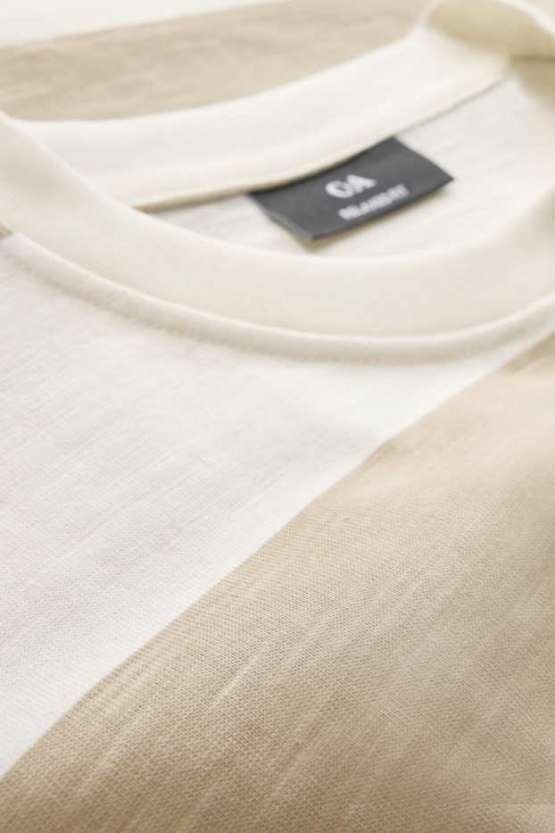 Herren - T-Shirt - Relaxed Fit - gestreift - weiss / beige