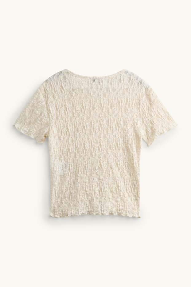 Dames - T-shirt - crèmekleurig