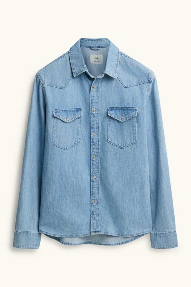 Hommes - Chemise en jean - regular fit - col kent - jean bleu clair