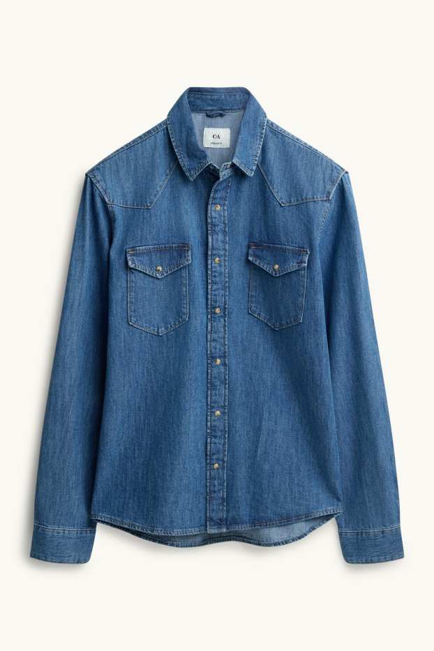 Hommes - Chemise en jean - regular fit - col kent - jean bleu