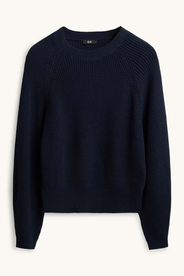 Women - Jumper - ribbed - dark blue