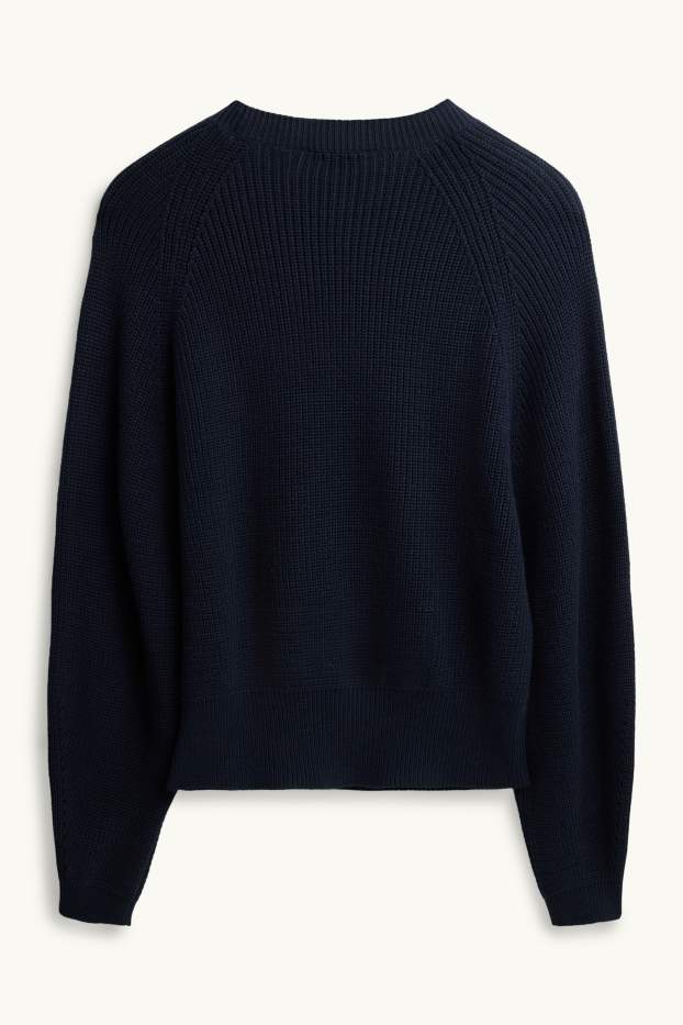Women - Jumper - ribbed - dark blue