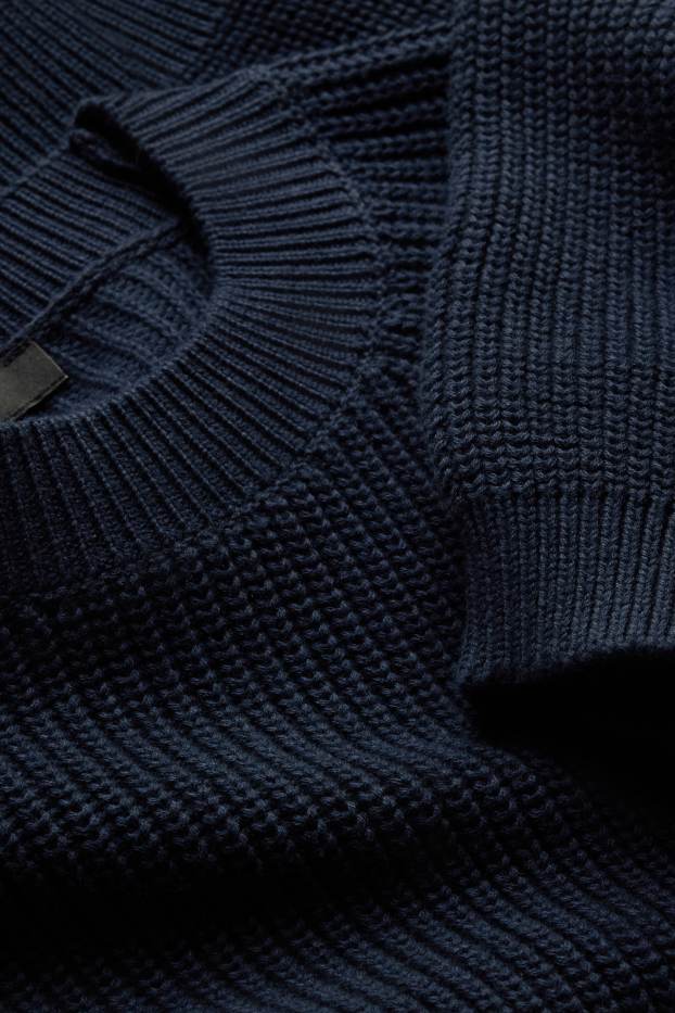 Women - Jumper - ribbed - dark blue