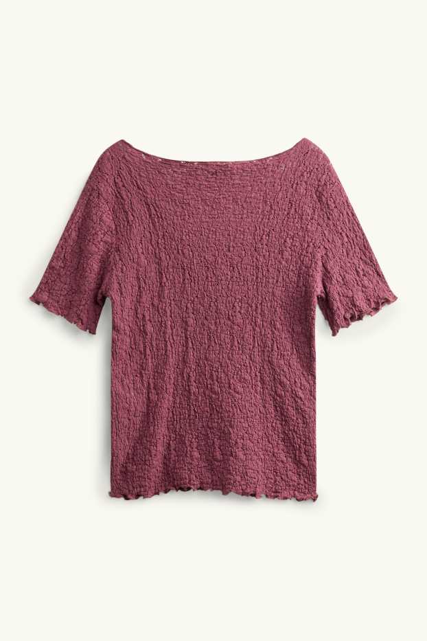 Damen - T-Shirt - Regular Fit - strukturiert - dunkelrot