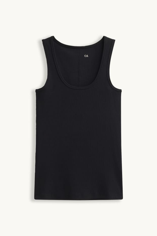 Dona - Samarreta sense mànigues - acanalada - negre