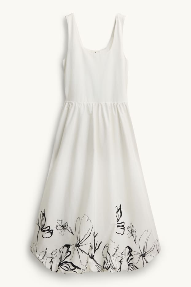 Damen - Fit & Flare Kleid - geblümt - weiß