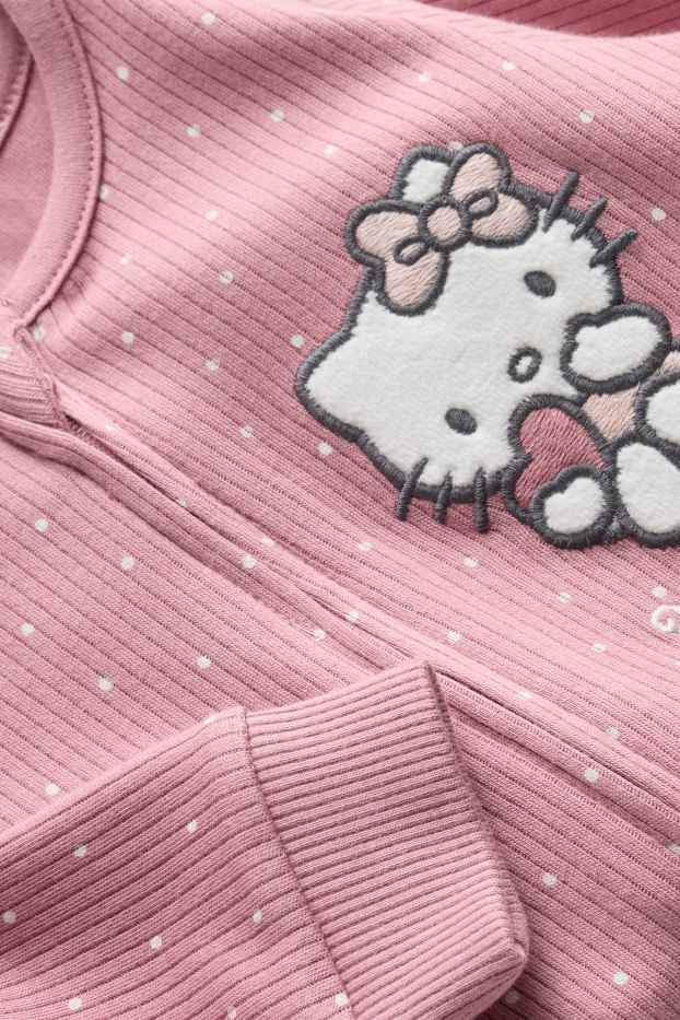 Baby: meisjes - Hello Kitty - baby-pyjama - ribstof - met stippen - fuchsiarood