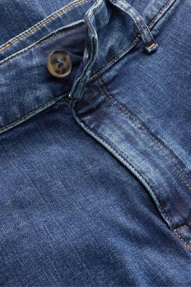 Femei - Crop wide leg jeans - talie înaltă - denim-albastru