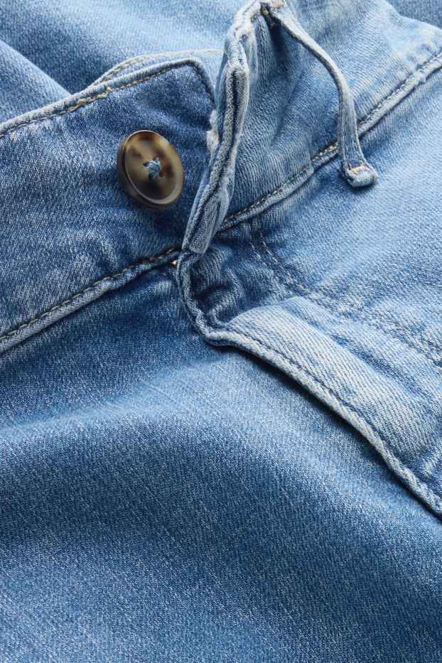 Femei - Crop wide leg jeans - talie înaltă - denim-albastru