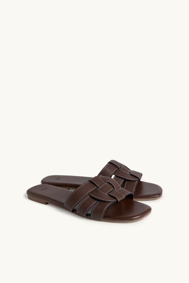 Women - Sandals - faux leather - dark brown