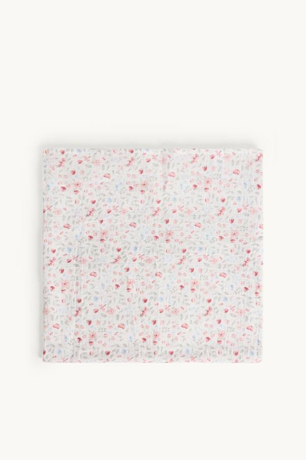 Unisex - Floretes - mocador de mussolina per a nadó - blanc trencat