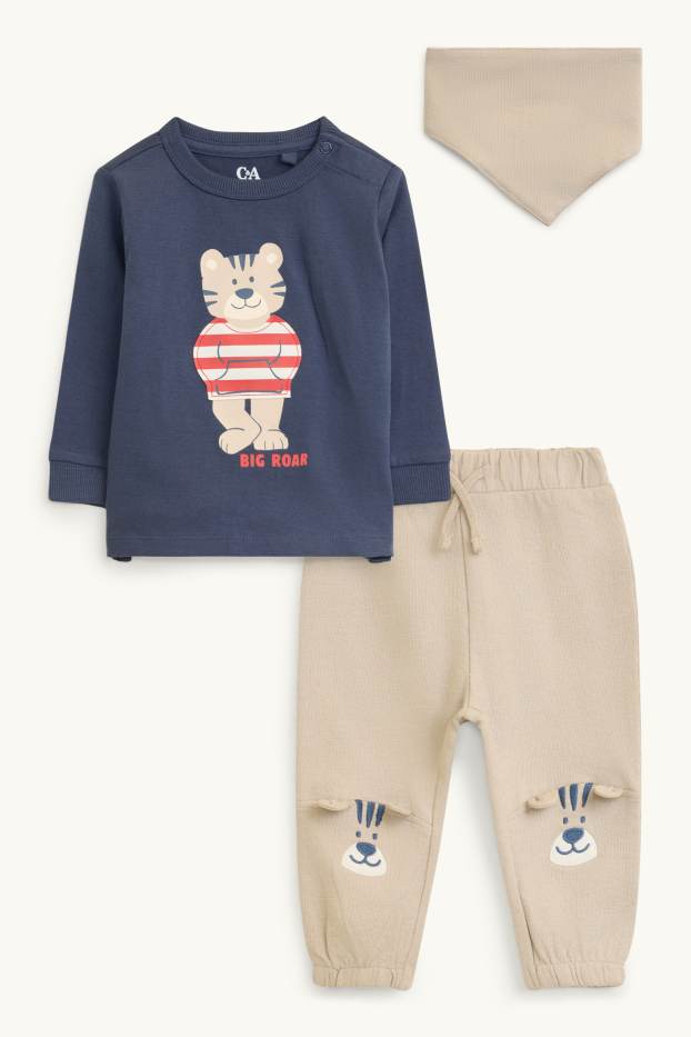 Baby: jongens - Tijger - baby-outfit - 3-delig - beige