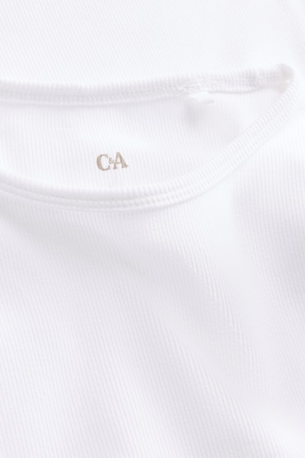 Femmes - T-shirt - slim fit - finition côtelée - blanc