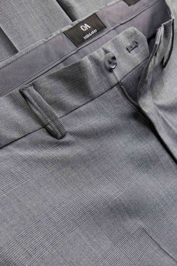 Herren - Baukasten-Hose - Regular Fit - Stretch - kariert - grau