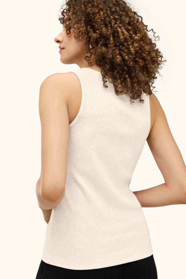 Donna - Top - a coste - crema