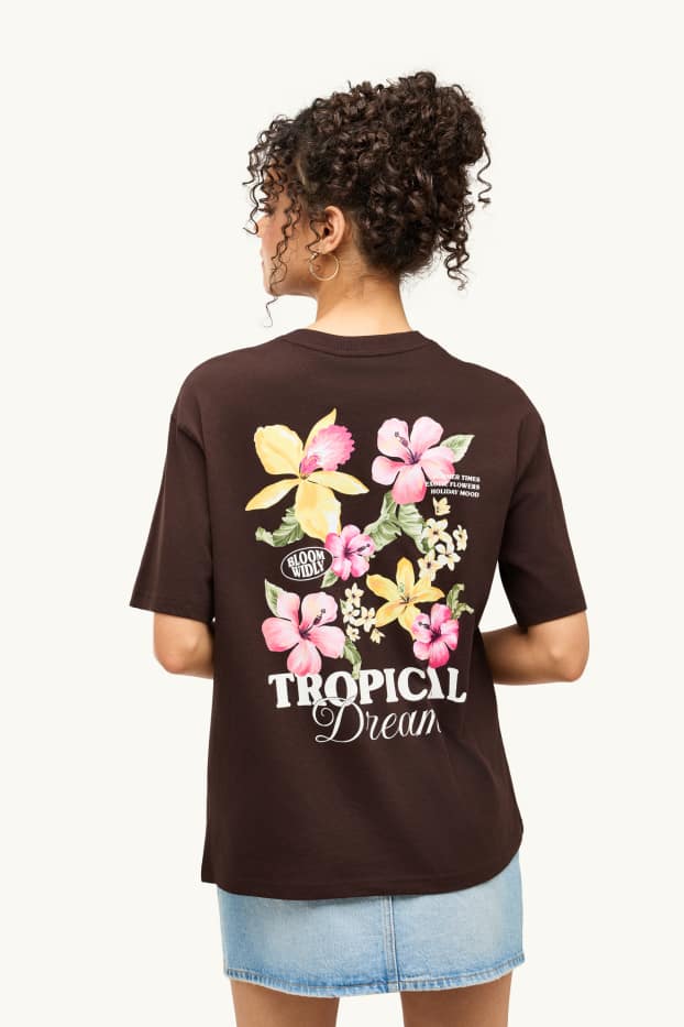 Damen - T-Shirt - Oversized - braun