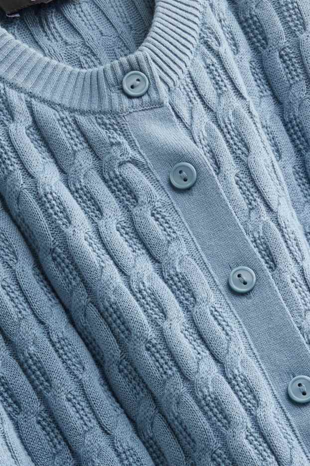 Femmes - Gilet en maille - motif tressé - bleu