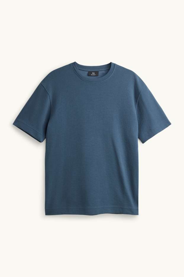 Men - T-shirt - relaxed fit - ribbed - blue