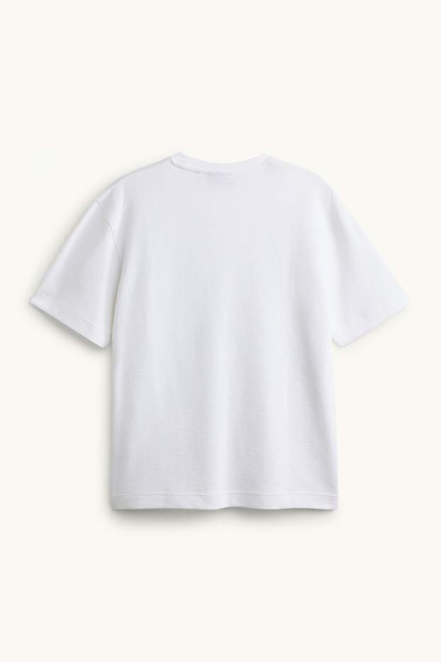 Men - T-shirt - relaxed fit - ribbed - white