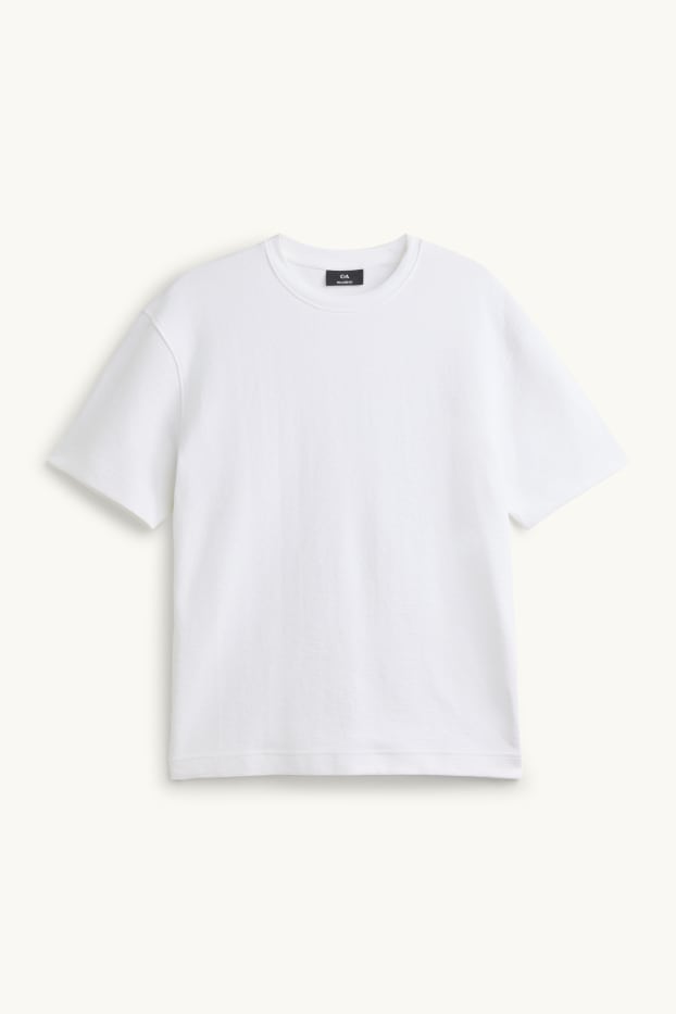 Men - T-shirt - relaxed fit - ribbed - white