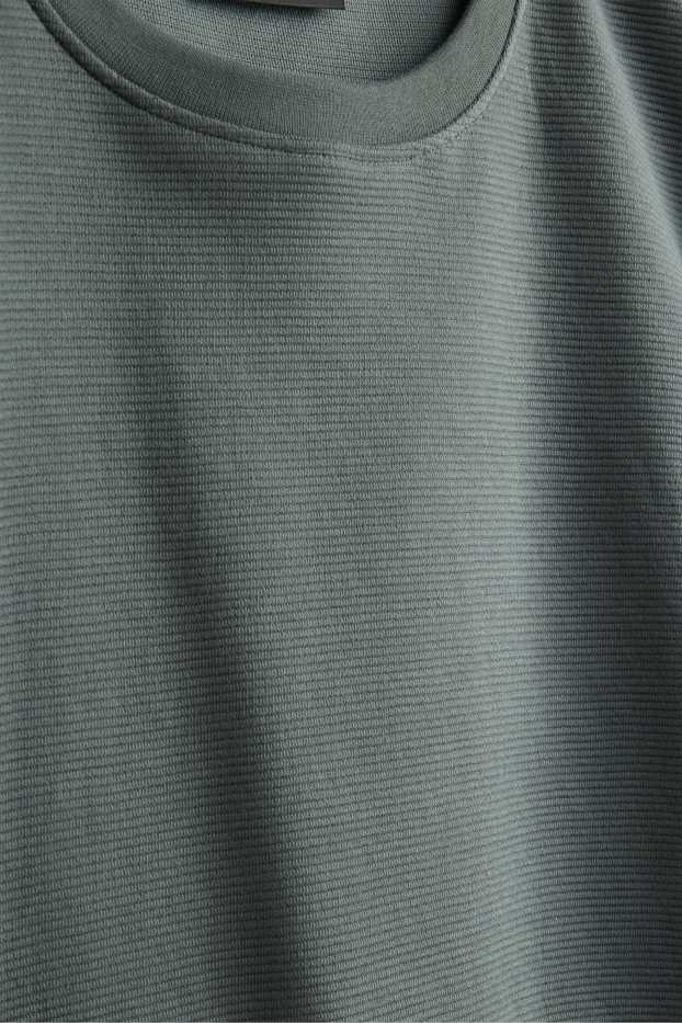 Hommes - T-shirt - relaxed fit - finition côtelée - gris foncé