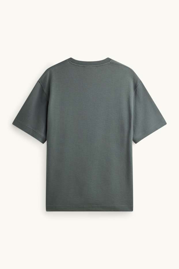 Hommes - T-shirt - relaxed fit - finition côtelée - gris foncé