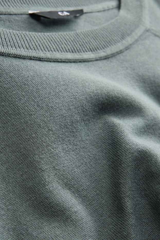 Herren - Strickpullover - kurzarm - strukturiert - dunkelgrün