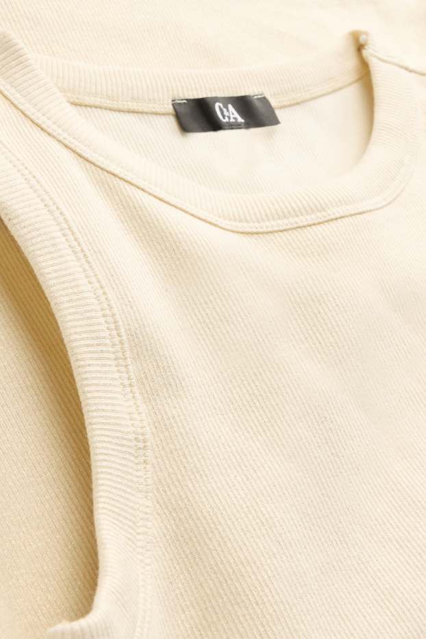 Damen - Top - glänzend - gerippt - cremefarben