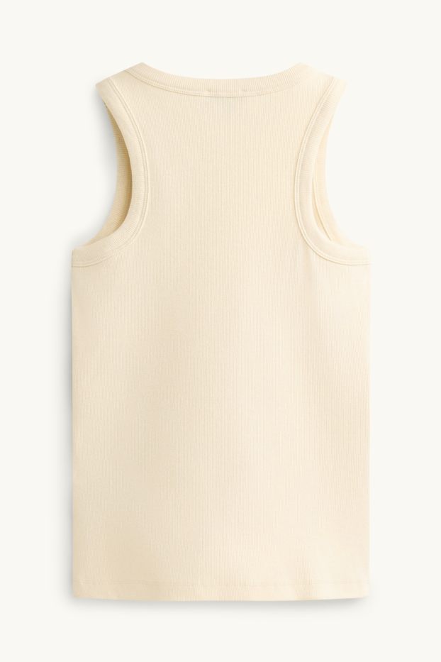Damen - Top - glänzend - gerippt - cremefarben