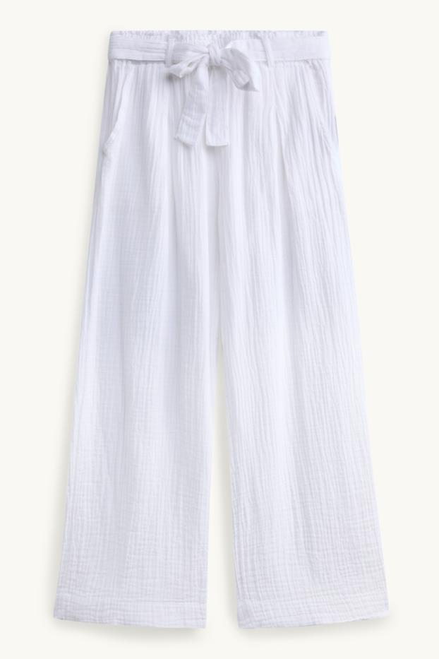Dames - Pantalon - high waist - wide leg - wit