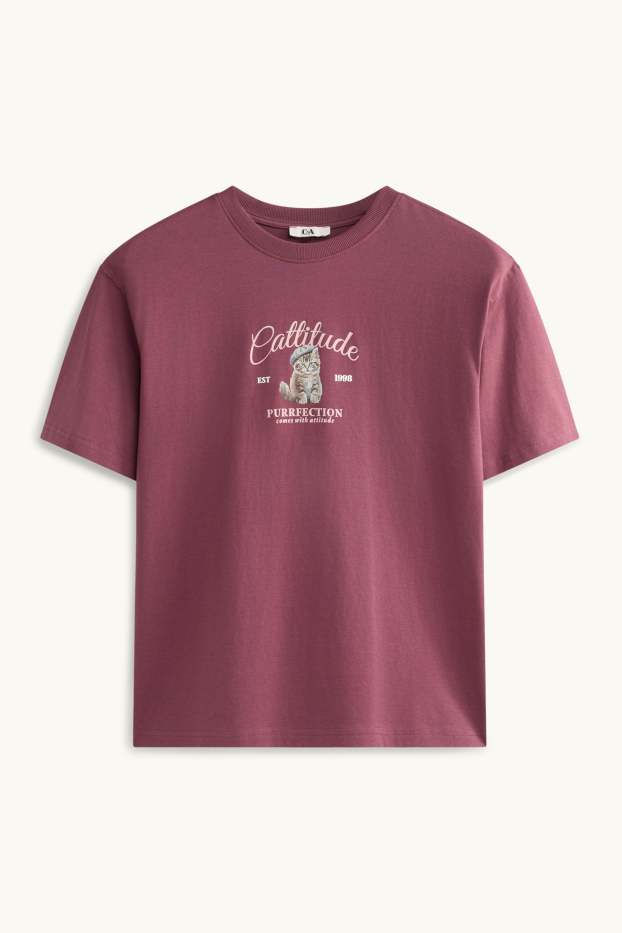 Damen - T-Shirt - Oversized - rot
