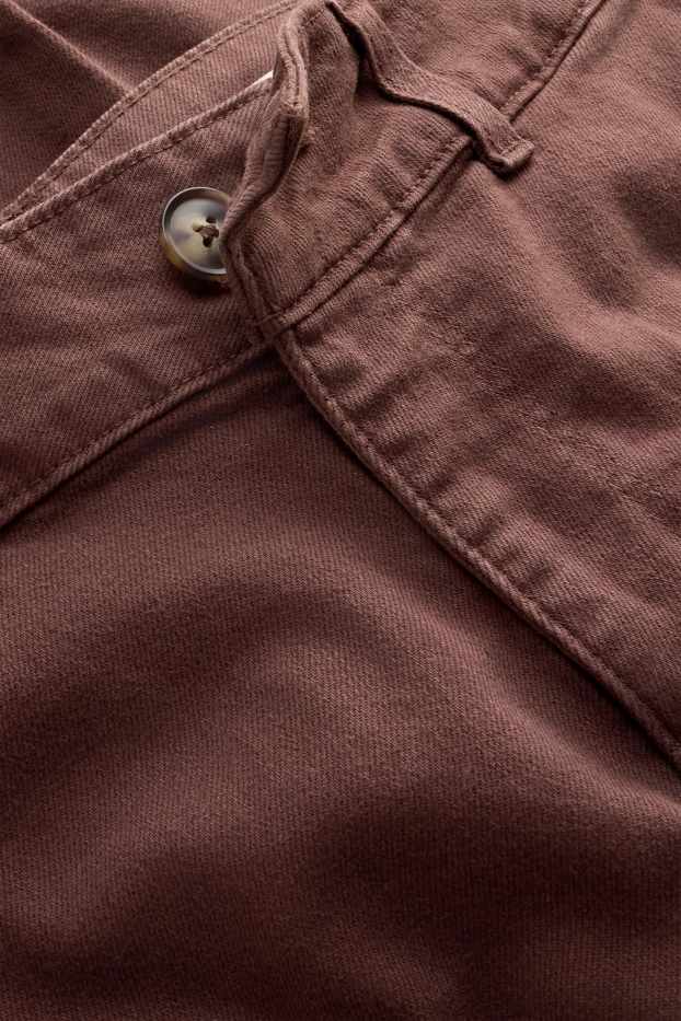 Dames - Kortere wide leg jeans - high waist - donkerbruin