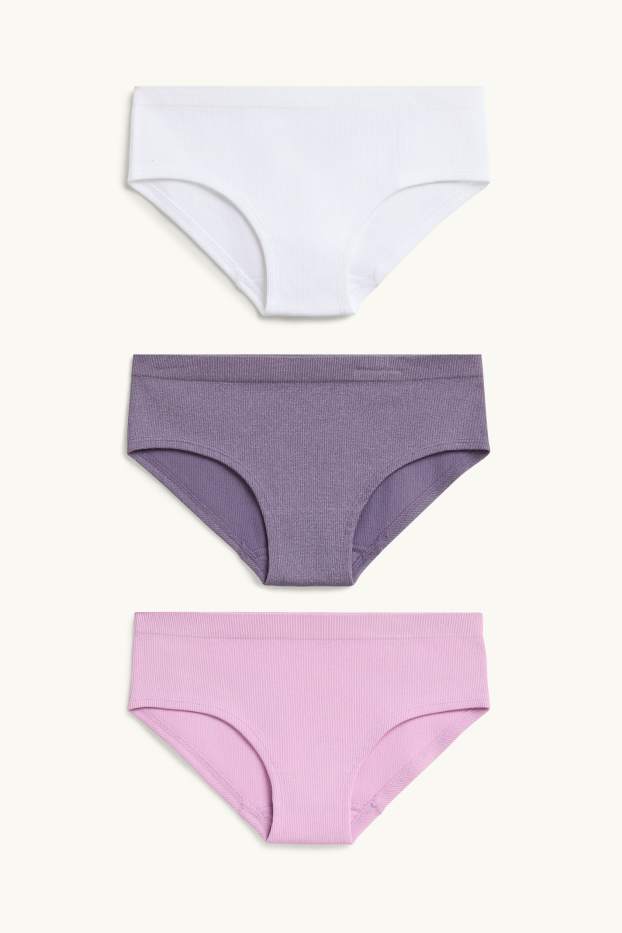 Kinder Mädchen - Multipack 3er - Slip - gerippt - lila