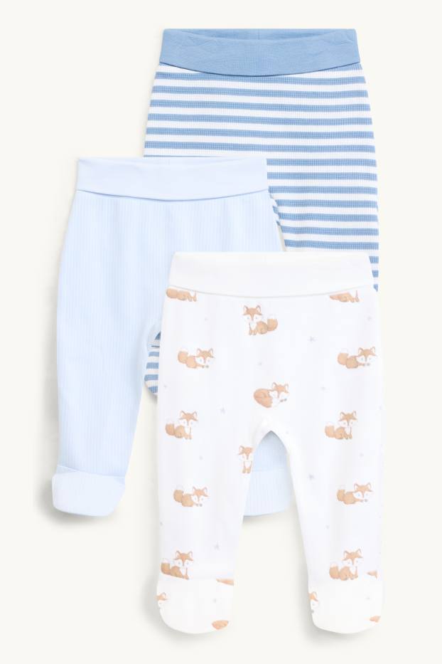 Baby: jongens - Set van 3 - vos en sterretje - babypyjamabroek - blauw